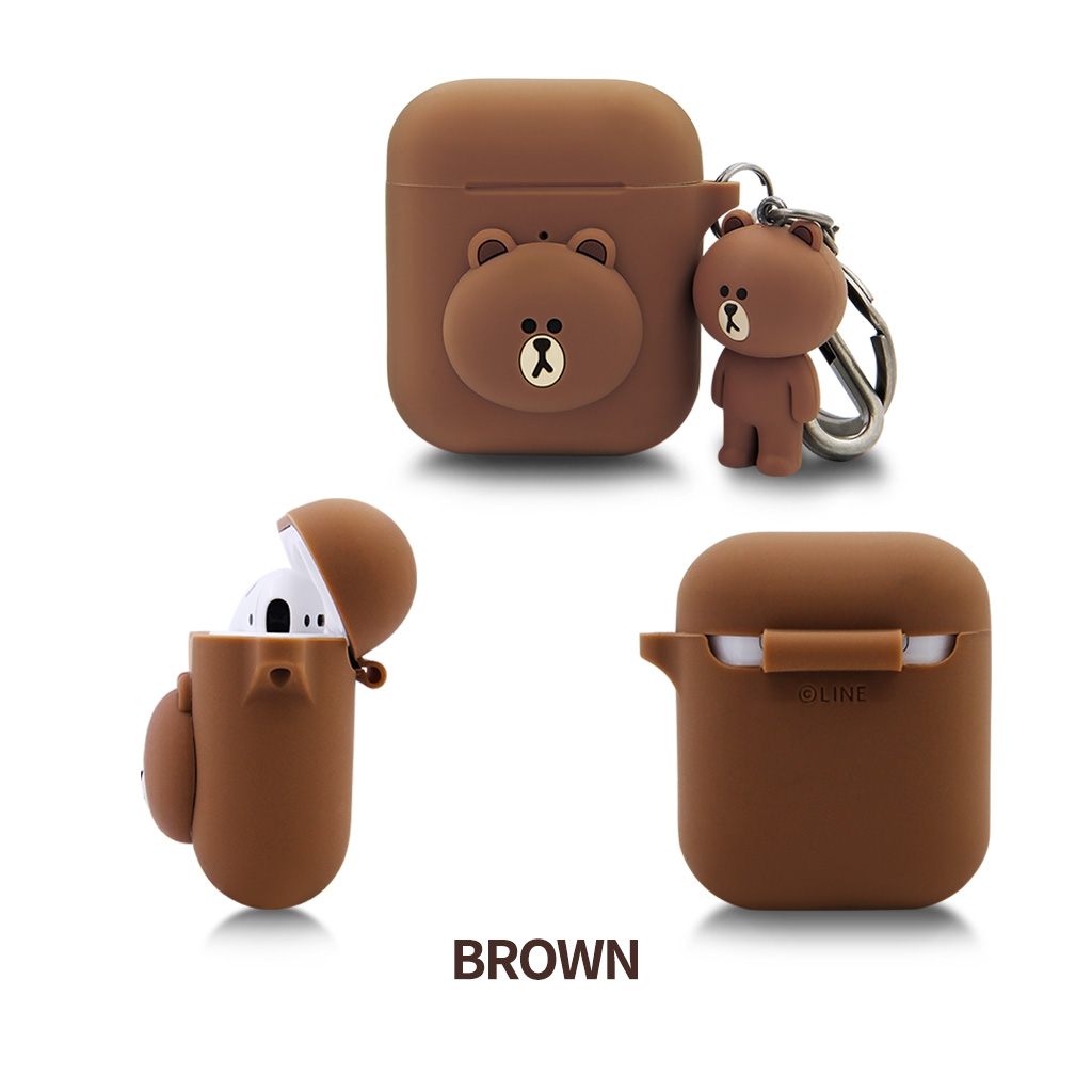 Airpods 2 ケース Linefriends Airpods用 フィギュアキーホルダー付き シリコン ケース ラインフレンズ Airpods カバー 耐衝撃保護 ソフト シリコン素材 Apple Airpods2 第2世代 収納可能 ワイヤレス充電対応 公式ライセンス商品 Mycaseshop 通販